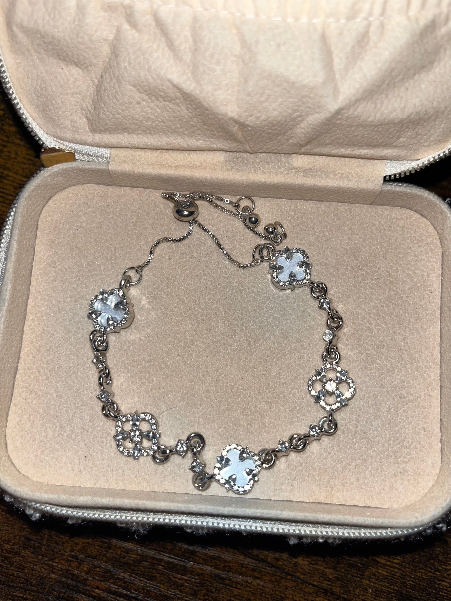 Sparkling Crystal Flower Cuff Bracelet