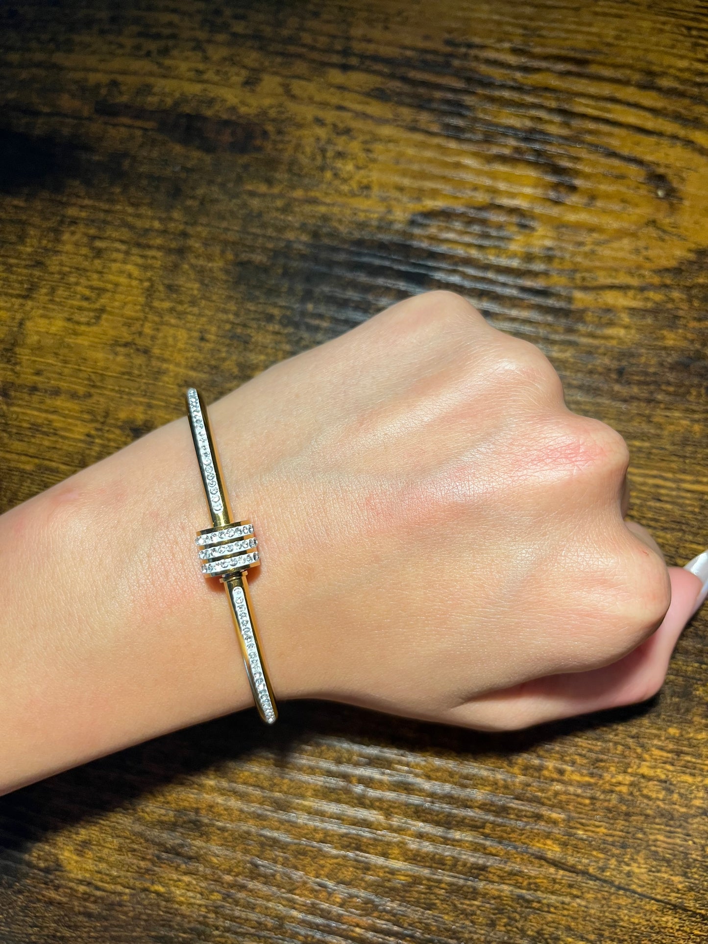 Gold Titanium Steel Zircon Bracelet for Women