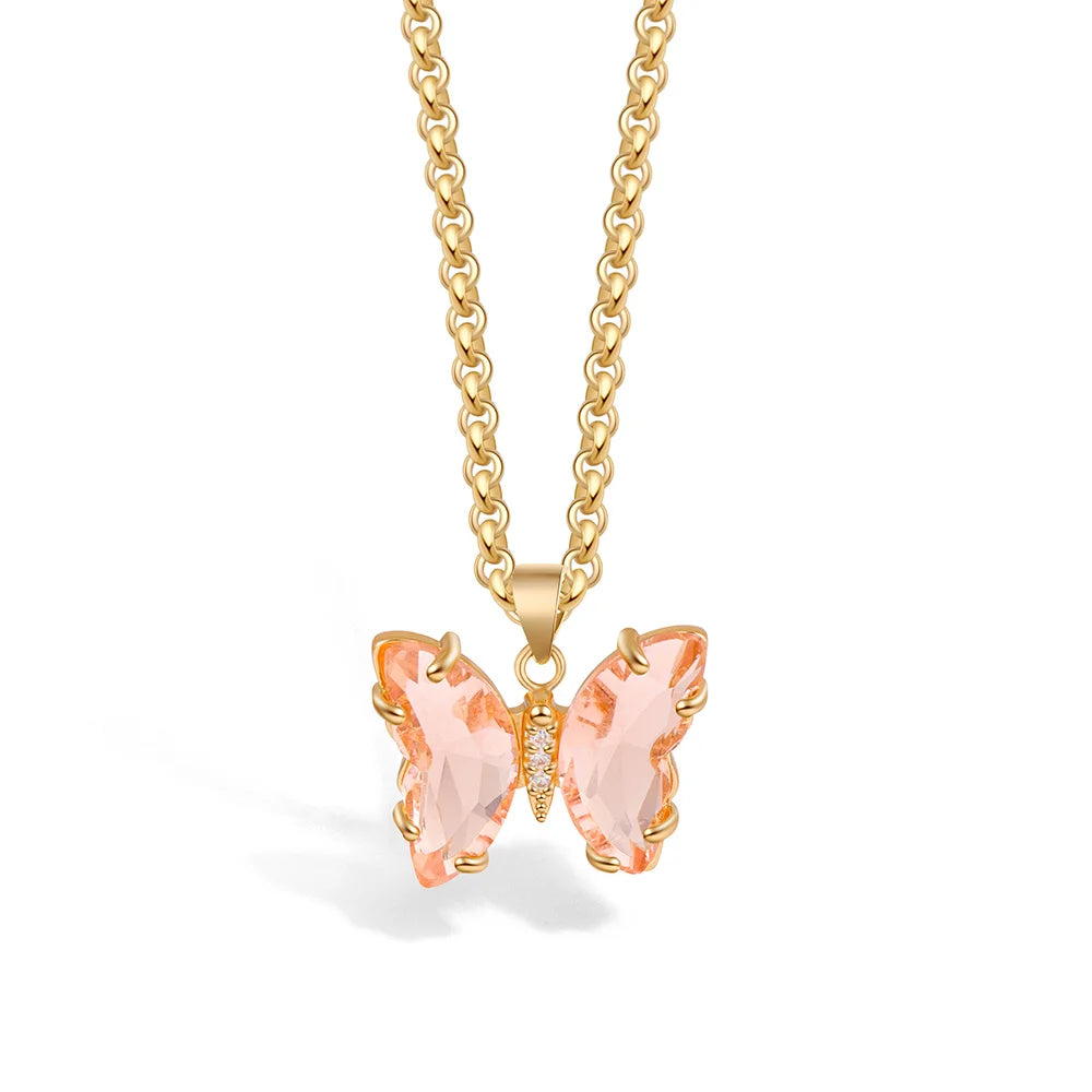 Elegant Crystal Butterfly Necklace