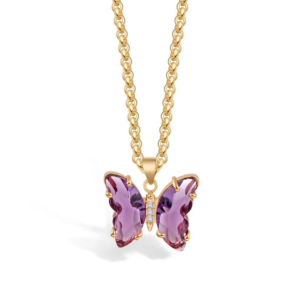 Elegant Crystal Butterfly Necklace