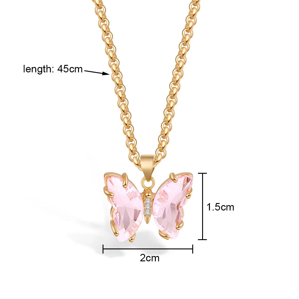 Elegant Crystal Butterfly Necklace