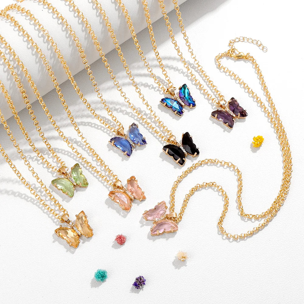 Elegant Crystal Butterfly Necklace