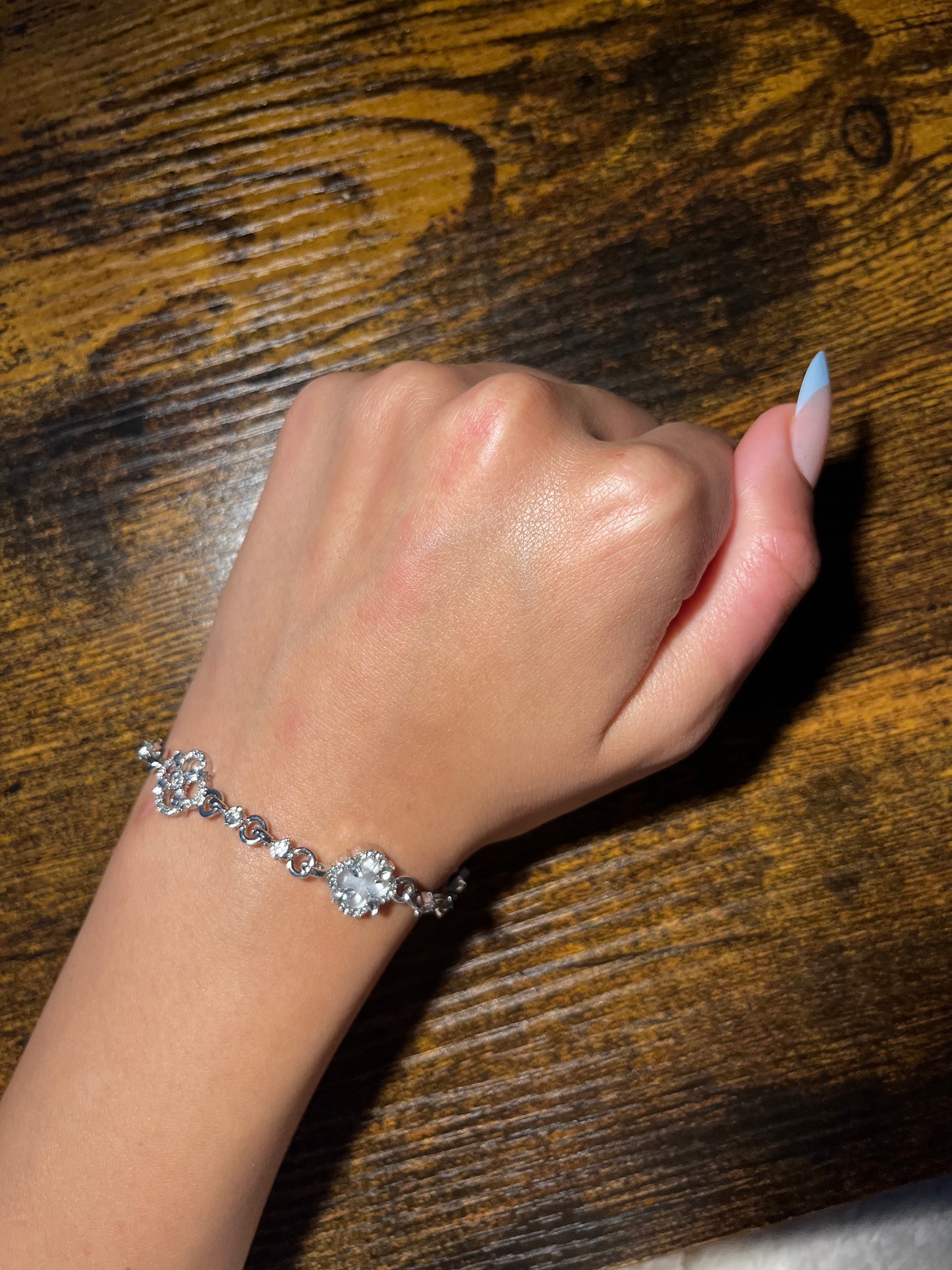 Sparkling Crystal Flower Cuff Bracelet