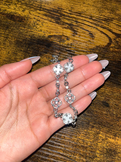 Sparkling Crystal Flower Cuff Bracelet