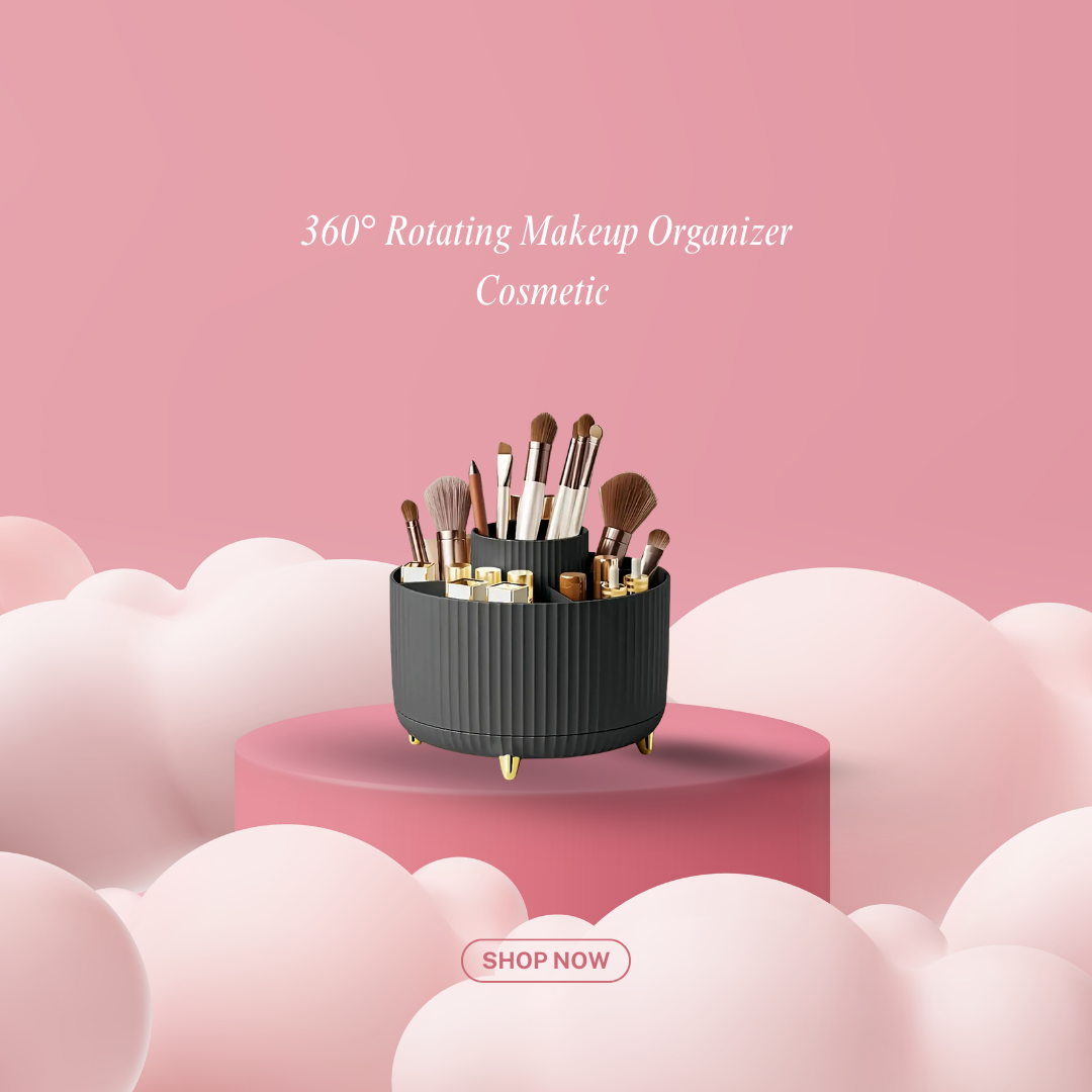 360° Rotating Makeup Organizer / 1pc Plastic Cosmetic Storage with 5 Compartments