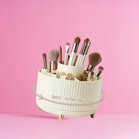 360° Rotating Makeup Organizer / 1pc Plastic Cosmetic Storage with 5 Compartments