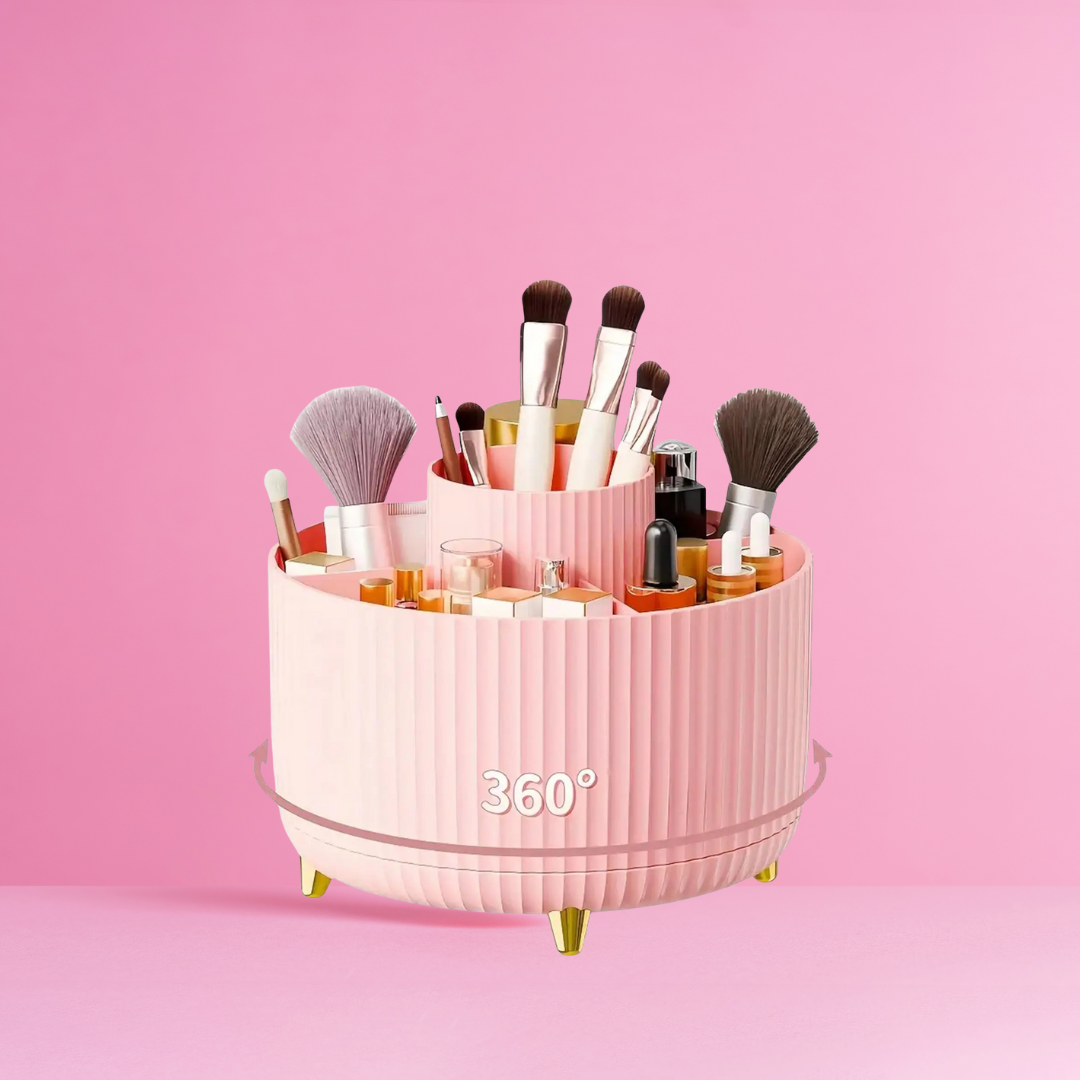 360° Rotating Makeup Organizer / 1pc Plastic Cosmetic Storage with 5 Compartments