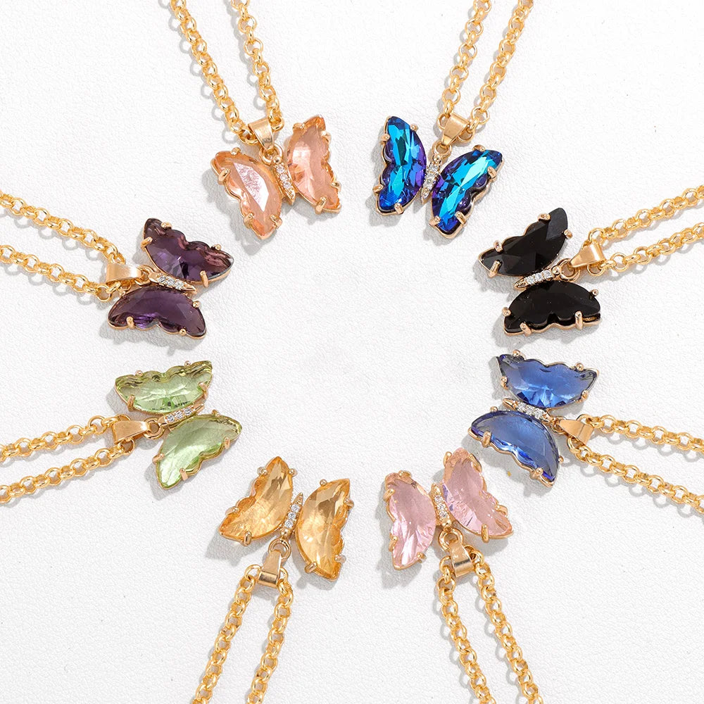 Elegant Crystal Butterfly Necklace