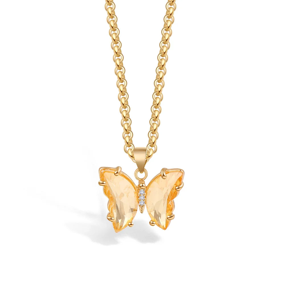 Elegant Crystal Butterfly Necklace