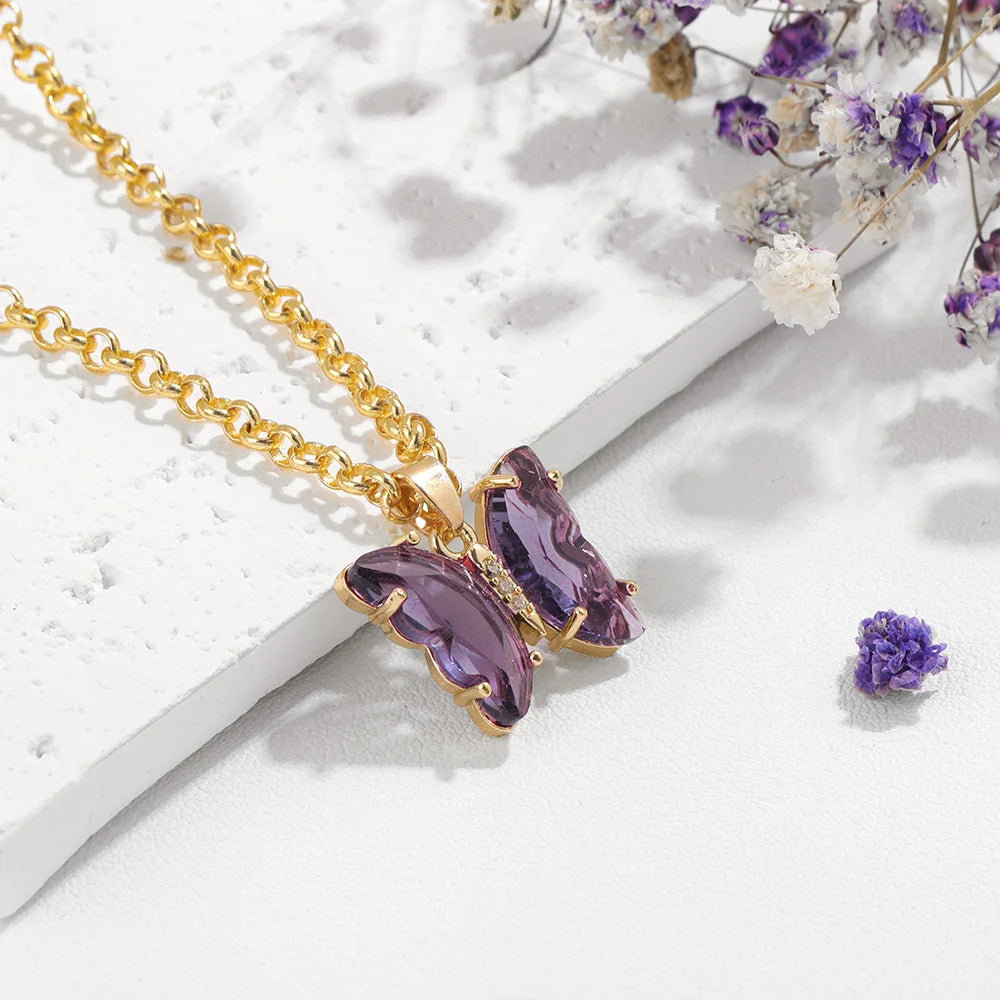 Elegant Crystal Butterfly Necklace