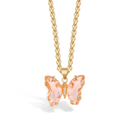 Elegant Crystal Butterfly Necklace