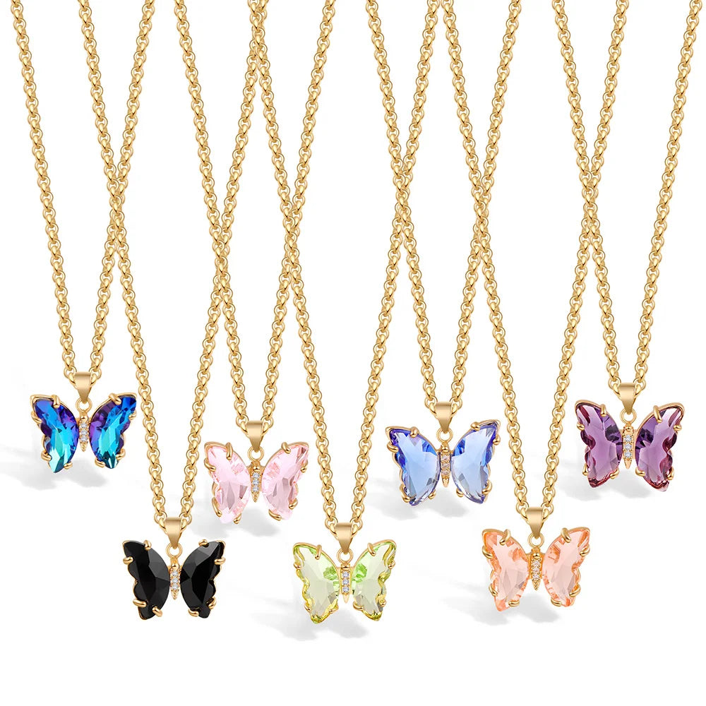Elegant Crystal Butterfly Necklace