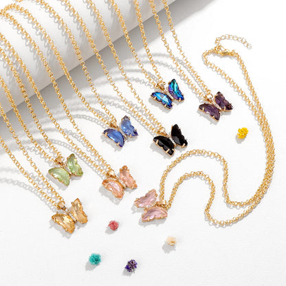 Elegant Crystal Butterfly Necklace