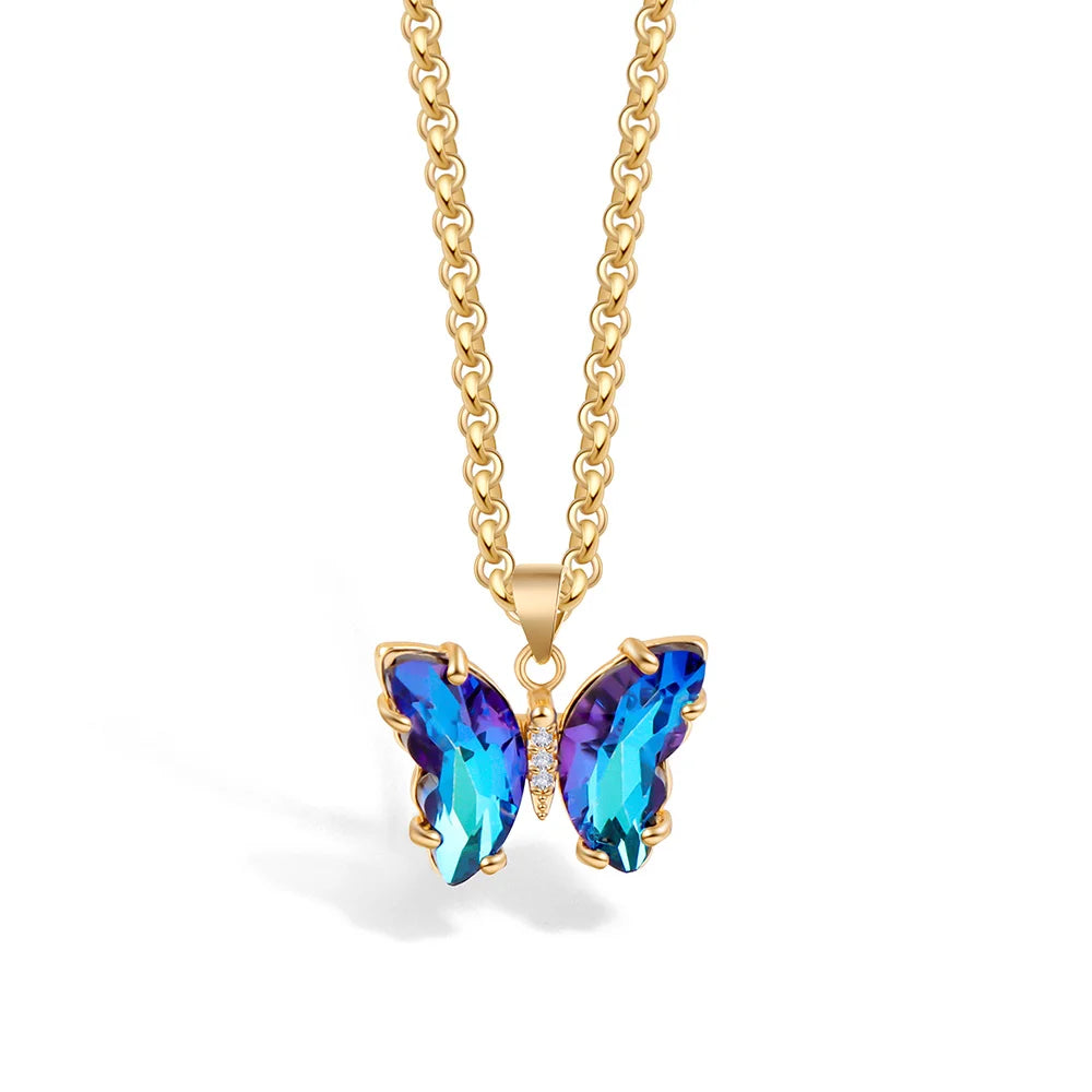 Elegant Crystal Butterfly Necklace