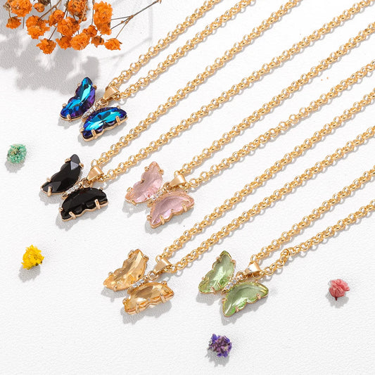 Elegant Crystal Butterfly Necklace